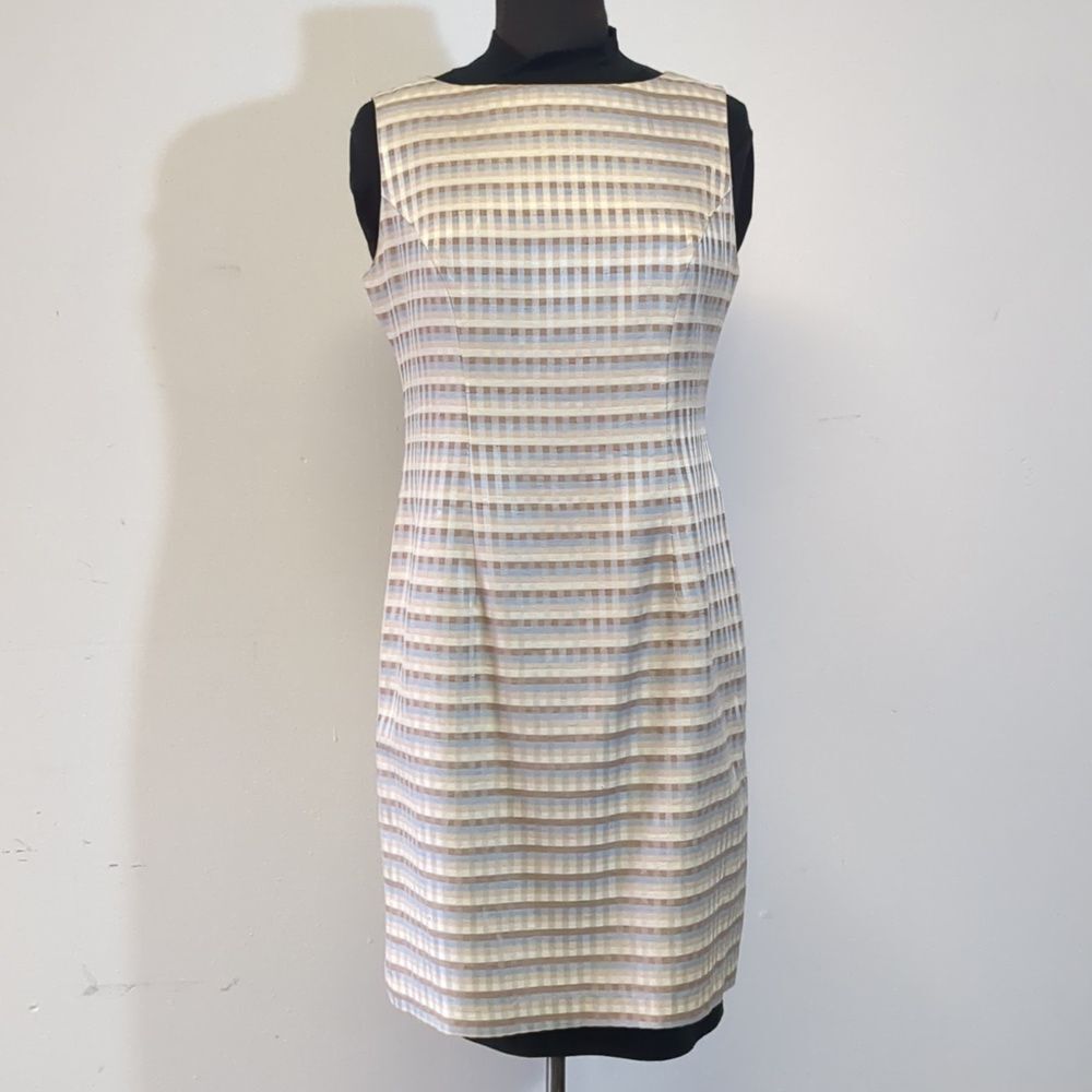 Vintage 1990s Light Academia Plaid Sheath Dress, Size S